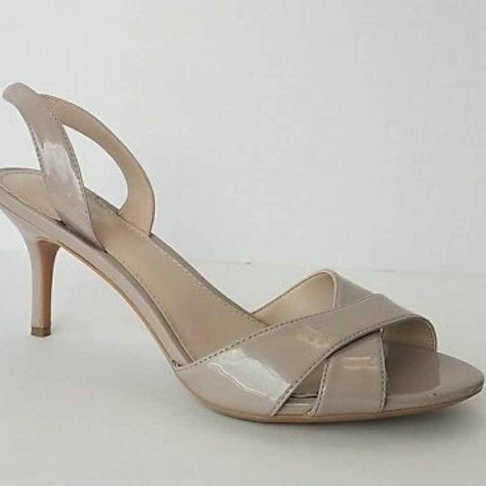 Calvin Klein Womens Heel Patent Leather Sandal